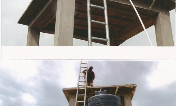 Construction of water tower near the medical center in Kpanjah (Mid 2015)